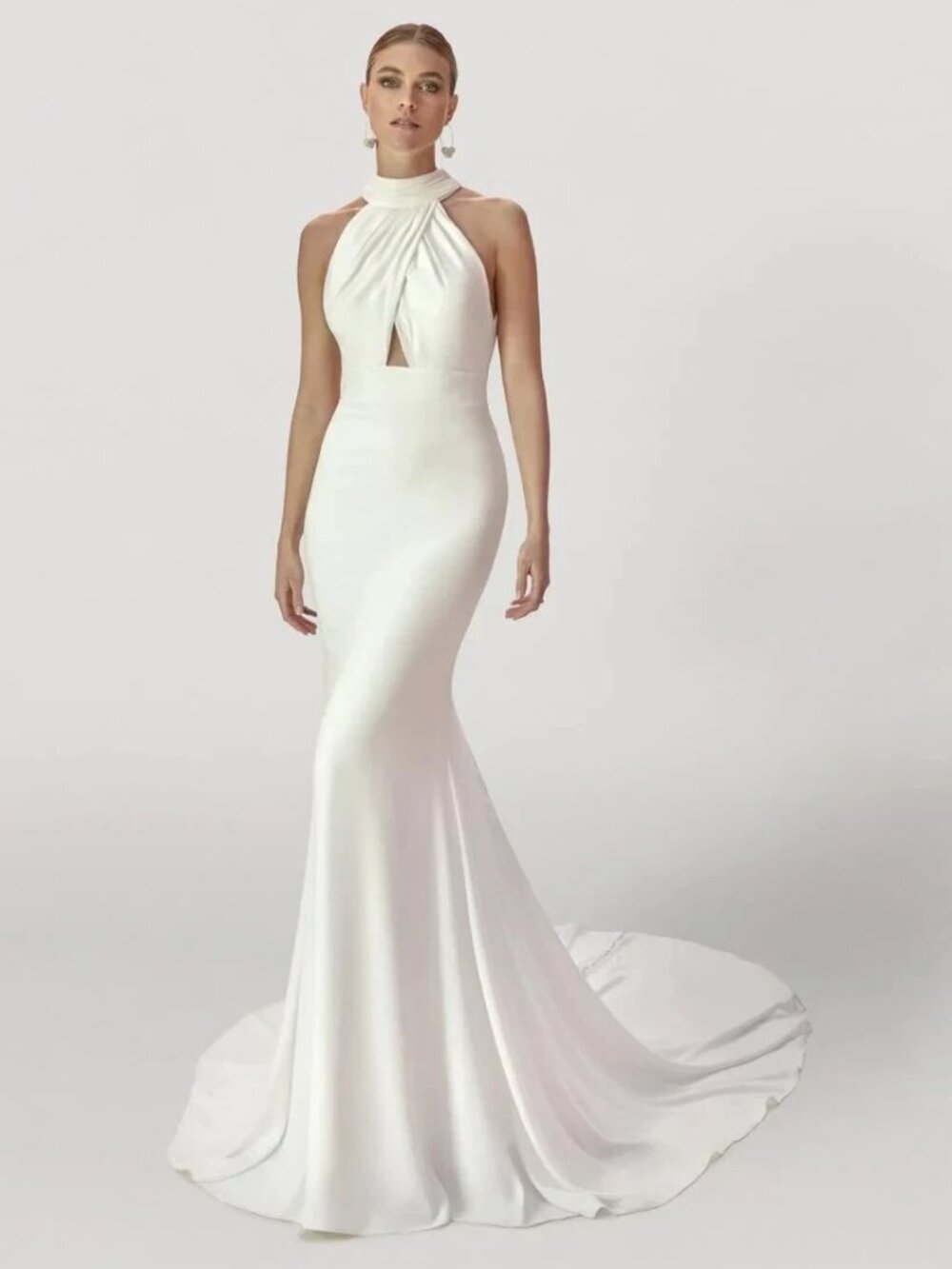 Madison James Ivory Nude Goldie Crepe Wedding Gown